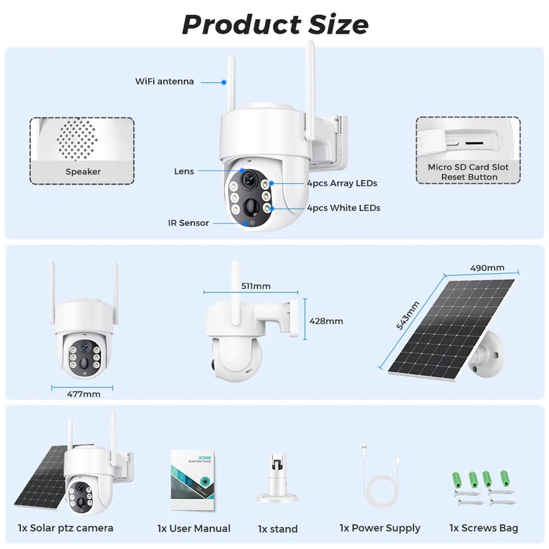 WiFi PTZ Outdoor Wireless Solar IP Camera 4MP HD Video Surveillance Camera CCTV gallery