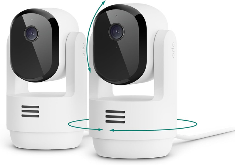 Arlo Essential Indoor Pan Tilt Security Camera 2K (2025 Release) – Wired Plug-In