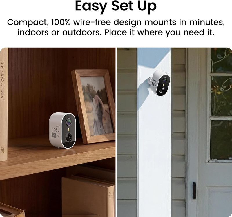 Wireless Indoor/Outdoor Security Camera Kit with base Local Storage, 2K with 6X gallery