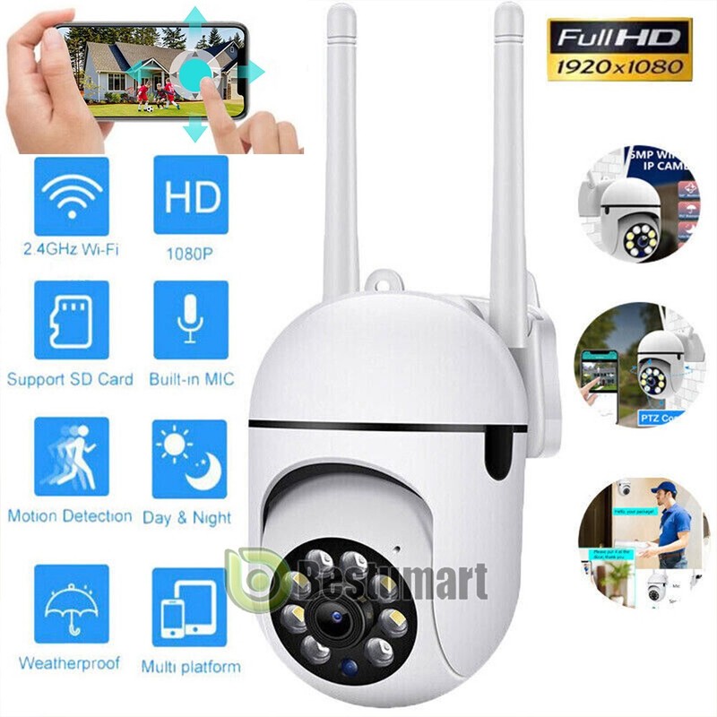 360° Smart Wireless WiFi Camera PIR Sensor Home Security PTZ 1080P HD Night Cam