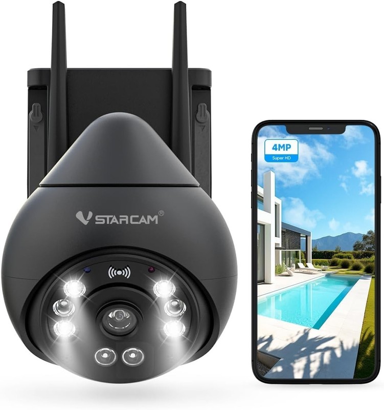 4MP Outdoor Security Camera 360° View with Color Night Vision & Siren Alarm gallery