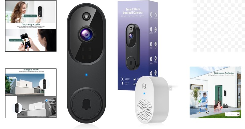 1080p Video Doorbell Camera Wireless with Chime, AI Human Detection, 2-Way Audio gallery