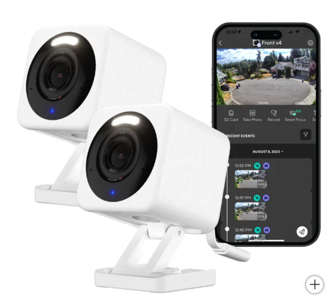 Wyze Cam V4 2K HD Security Camera + 6 Months Cloud, Integrated Spotlight, 2-Pack gallery