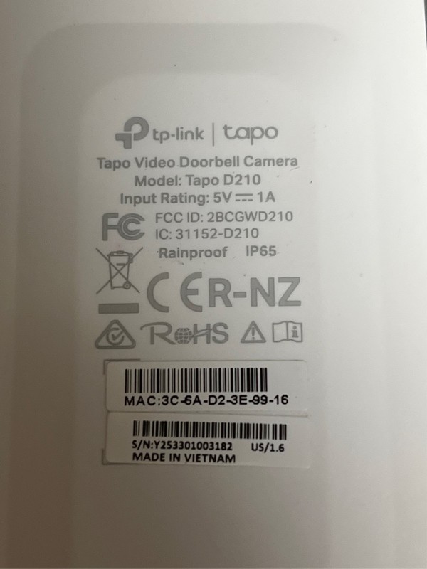 TP-LINK VIDEO DOORBELL CAMERA 1 TAPO D210, 1 TAPO D100C SPEC: 2K 3MP (2304 1296) gallery