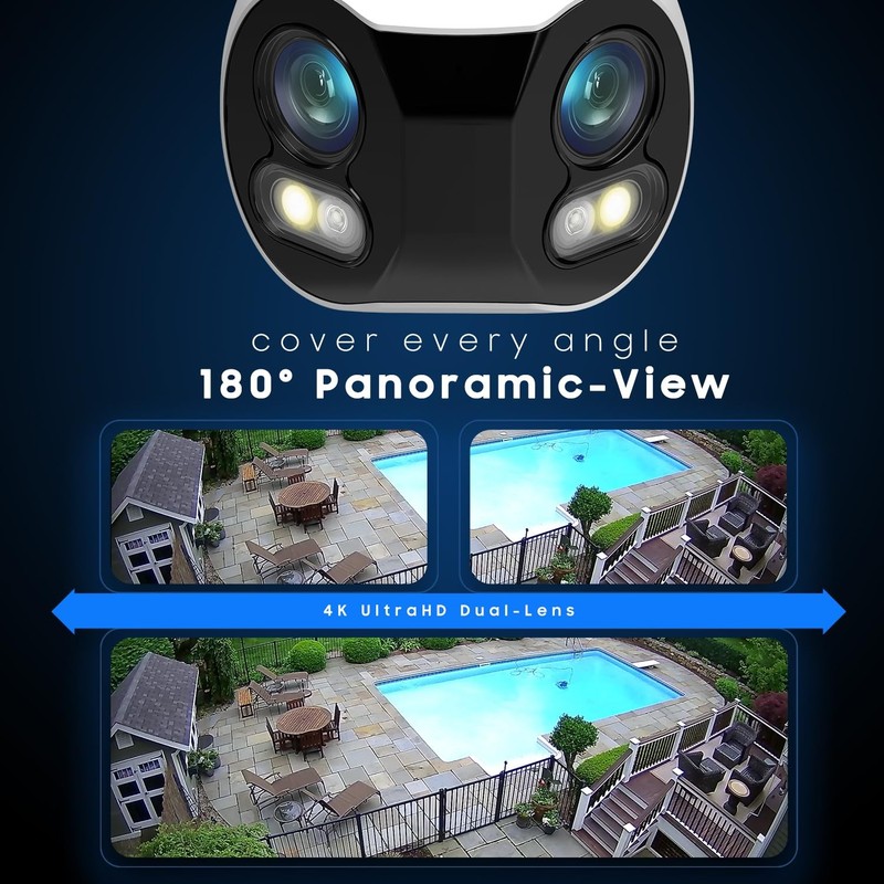 Dual-Lens 4K (8MP) Outdoor Security POE Camera, 2 x 4MP Lenses PoE AI Bullet ... gallery