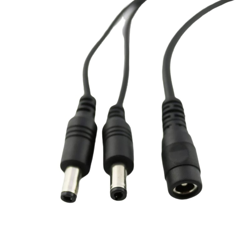 UpperFu 2pcs CCTV DC Power Splitter Cable 5.5mm x 2.5mm Female 1 foot, Black gallery