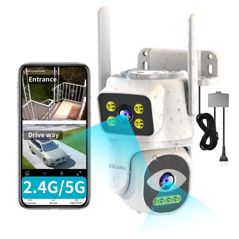 Dual Lens Security Camera Outdoor,WiFi Camera for Home Security,Home Survaill…