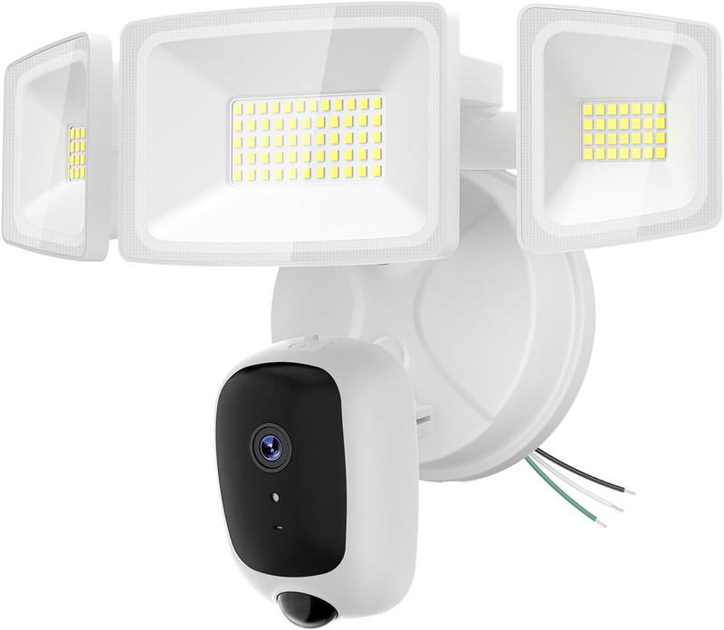 6500LM Floodlight Camera Hardwired, 2K HD Security Camera Outdoor with Motion-Ac