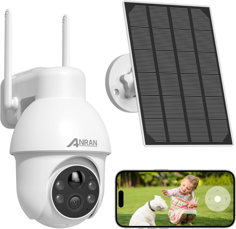 2K Solar Security Camera Outdoor Wireless, Wifi Camera Battery-Powered with 360°