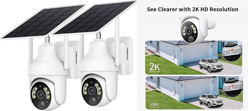 Cámaras de seguridad solares 2K inalámbricas para exteriores paquete de 2 visión gallery