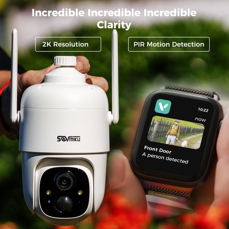 Vicohome 2CQ1 AI 2K Solar Security Camera Wireless Outdoor, Battery Powered,T... gallery