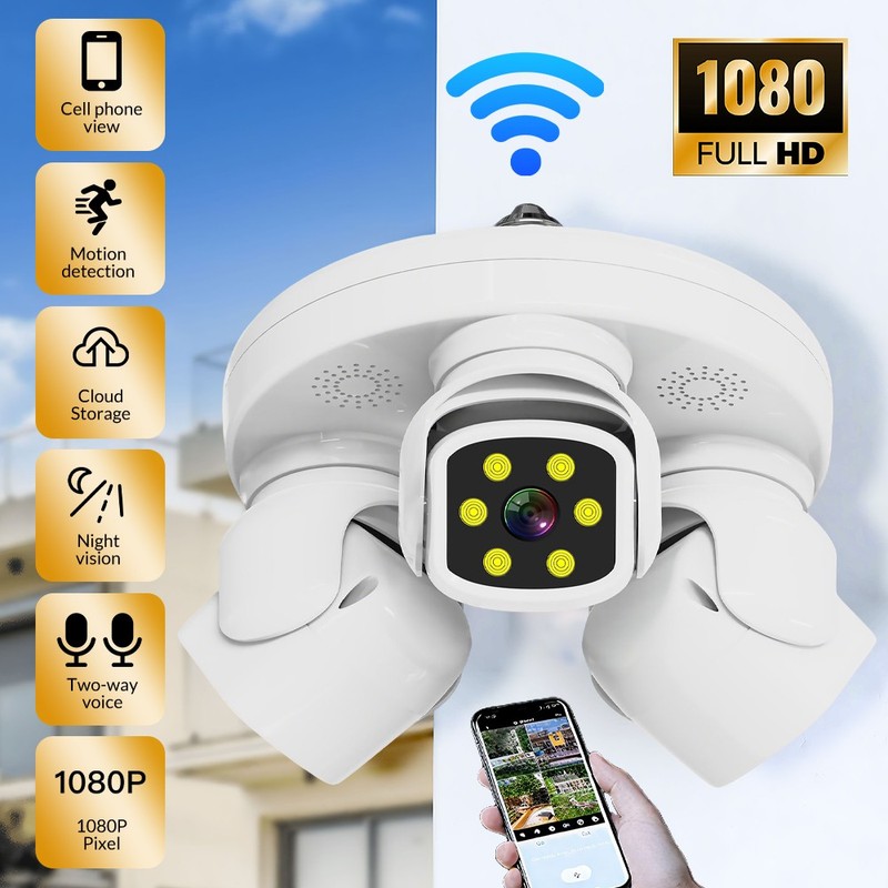 6MP Multi Lens Security Camera WiFi 1080P Courtyard Supermarket Warehouse Square