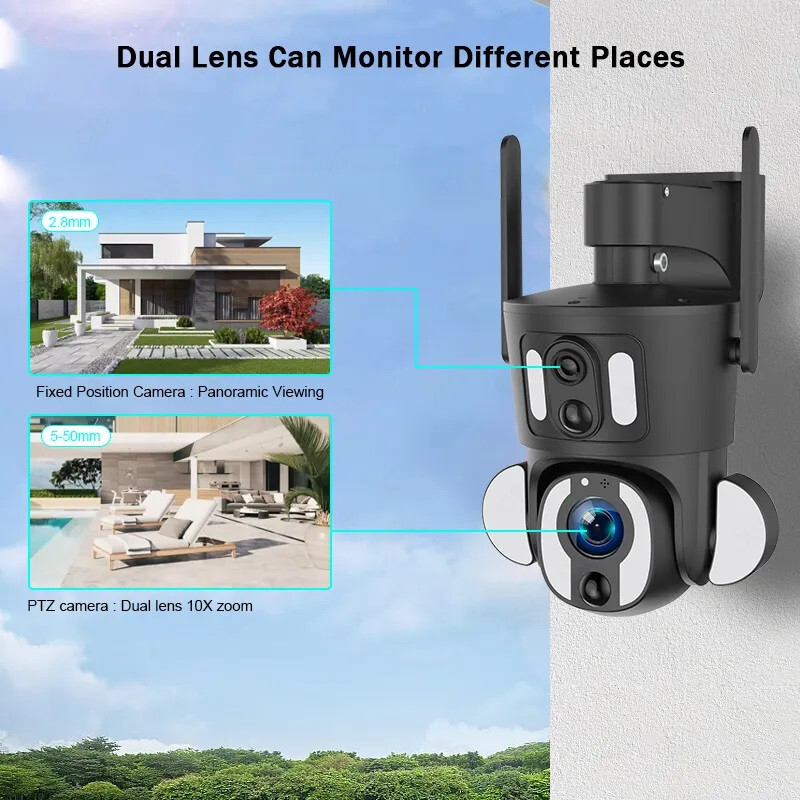 8MP LTE 4G Solar PTZ Camera Wireless Outdoor 10X Optical Zoom Security Dual Lens gallery