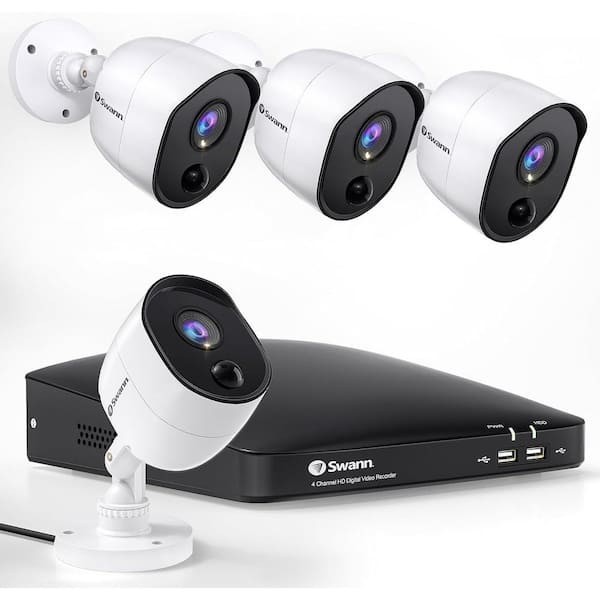 White Security Camera System 4 channel, 4 bullet, 1080p full HD DVR 64GB SD card gallery