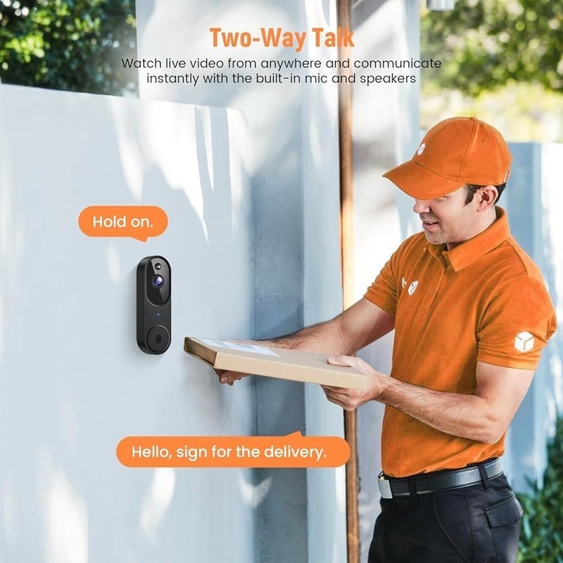 Smart Wi-Fi Doorbell Camera 2-Way Audio Night Vision Motion Detection Security gallery