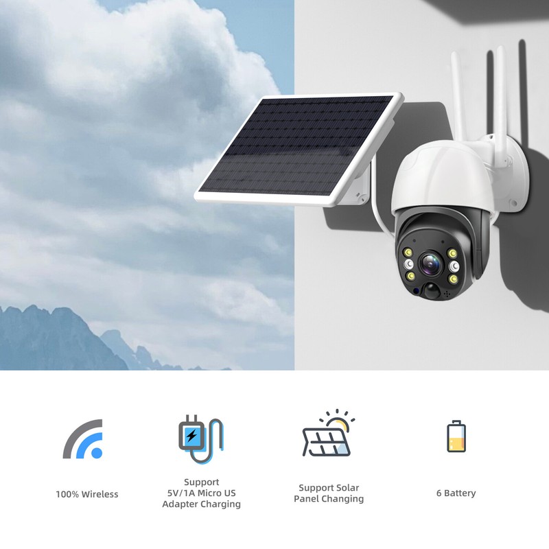 Wireless Solar Power WiFi Outdoor Home Security IP Camera Night Vision HD 2K gallery
