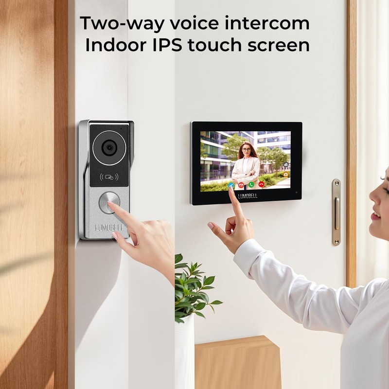 2-Wired video intercom system,Video Doorbell Camera with Monitor, 1080P 7-inc... gallery