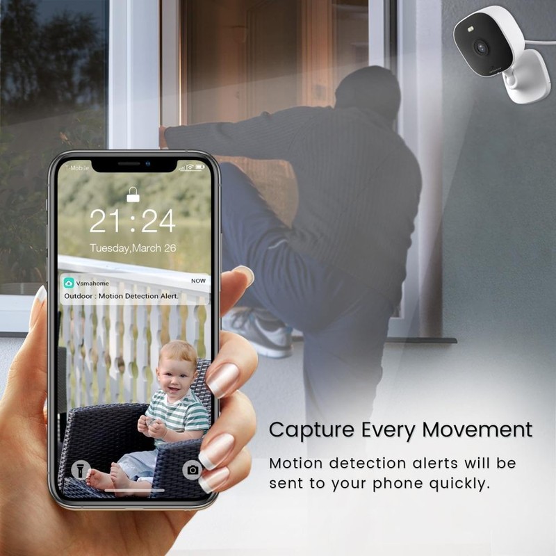 VSMAHOME Security Camera Outdoor,2K WiFi Camera with 8X Zoom,Plug-in Home Camera gallery