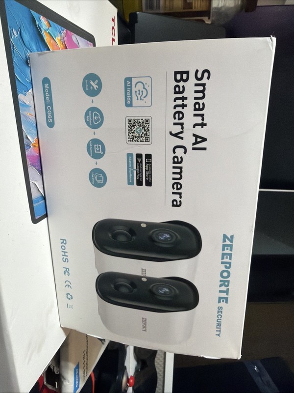 ZEEPORTE Security Smart AI Battery Powered WIFI Camera Waterproof CG6S White NEW