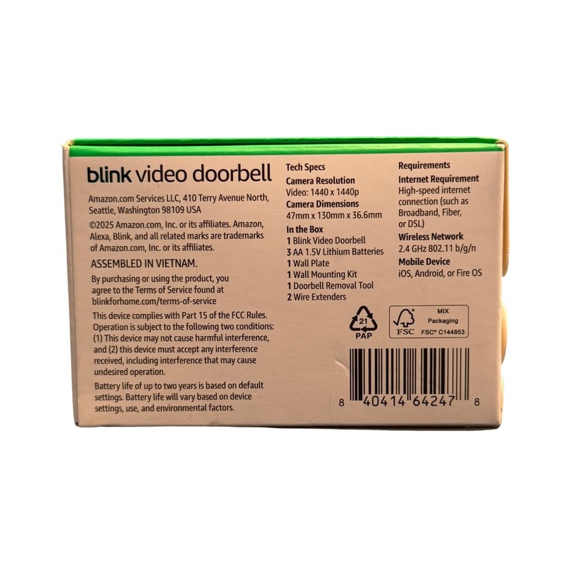 Blink Video Doorbell 2nd Gen Black 1440p HD New Sealed Sync Module Not Included gallery