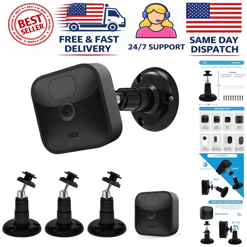 Versatile 360° Adjustable Blink Camera Mounts – Black 3 Pack for Security Needs