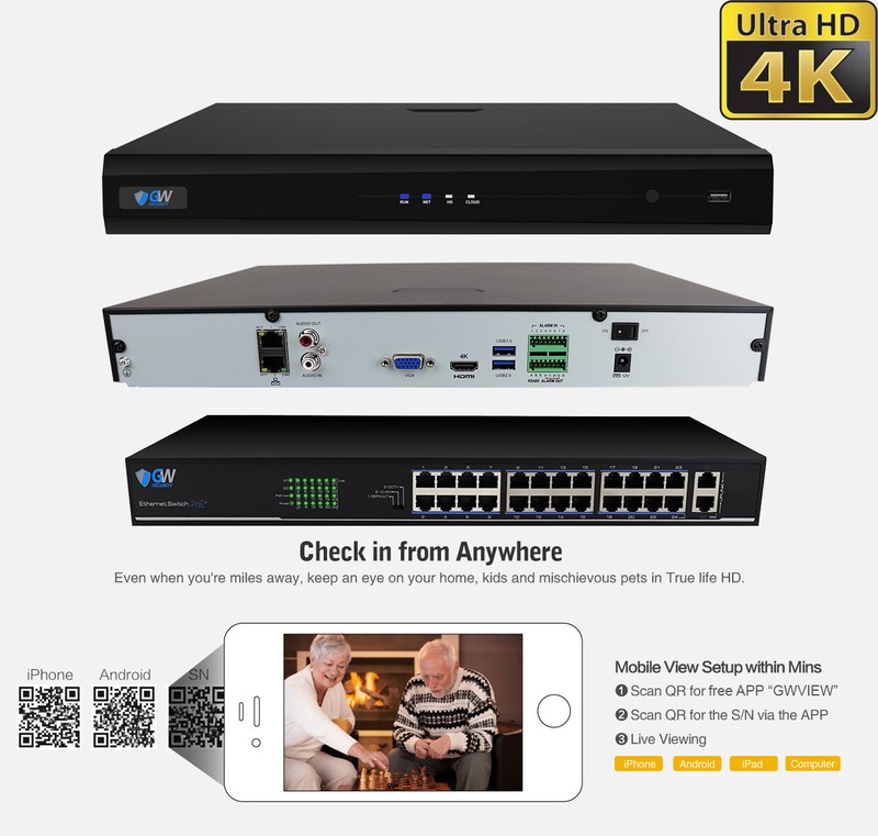 GW 32 Channel 4K NVR 24 X 5MP PoE IP Camera Colo Night Vision Security System gallery