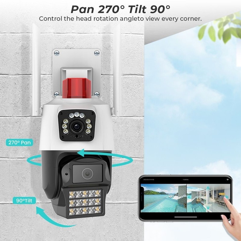 8MP 4K Dual Lens Dual Screen IP Camera PTZ Wifi CCTV Security Camera With Alarm gallery