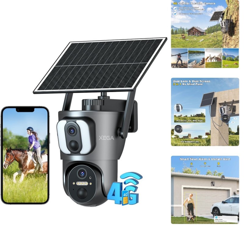 14400mAh Solar-Powered 4G Security Camera – HD Dual Lens for Remote Surveillance