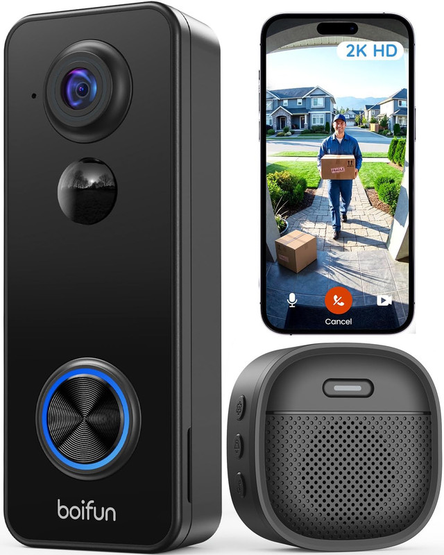 Video Doorbell Camera Wireless, 180° Wide View, 2K, No Subscription | AI Human D gallery