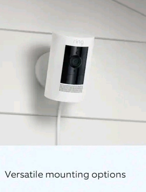 ​Ring Stick Up Cam Plug In 1080p HD Indoor Outdoor Wired Security Camera White gallery
