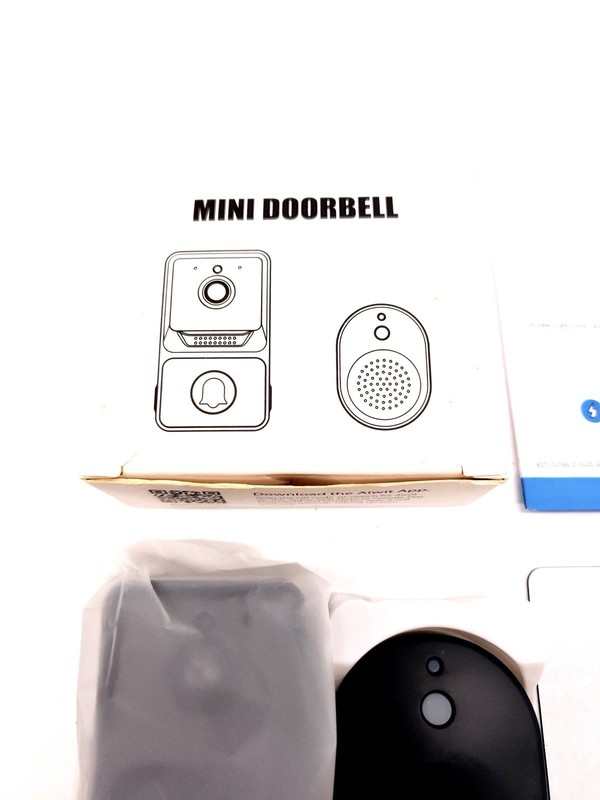 Mini Doorbell with Camera, Two Way Audio, WiFi Compatible, HD Image (Black) gallery