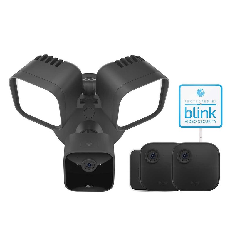 Blink Outdoor 4 4th Gen 3 Camera Security System with LED 2600 Lumens Floodlight