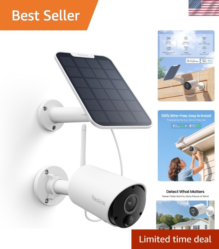 Argus Eco+Solar Panel 2K 5MP Solar Security Camera Outdoor for Home Surveilan…