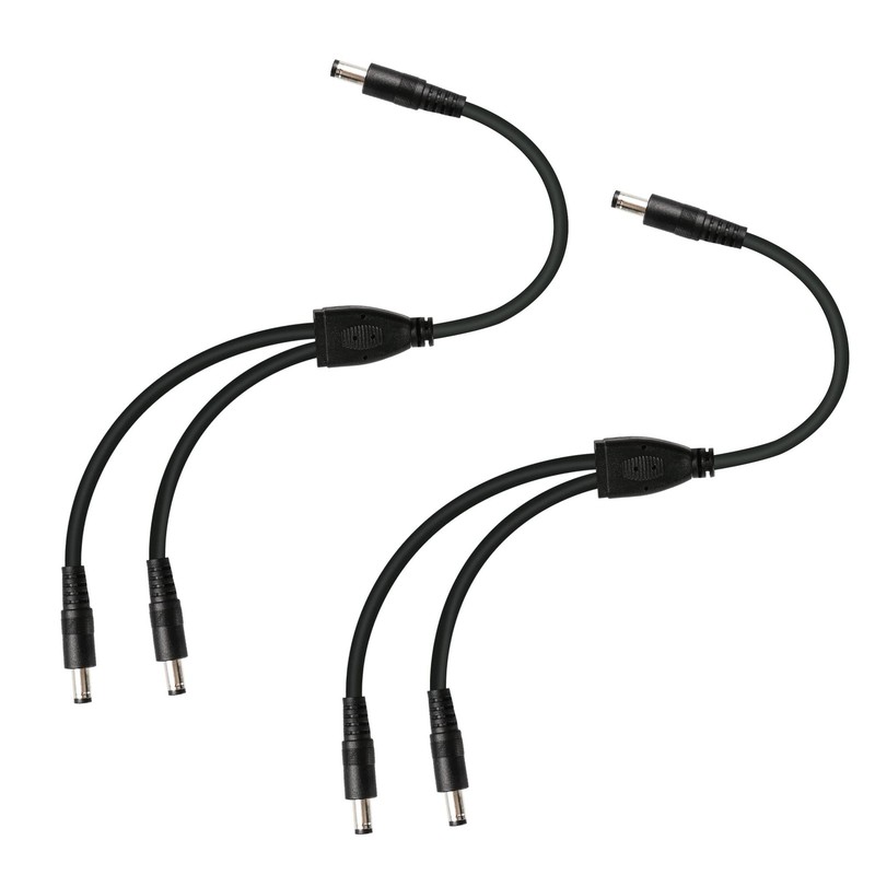 GINTOOYUN 2 PCS DC Y Splitter Power Cable 18AWG 5.5MM x 2.1MM Male Black
