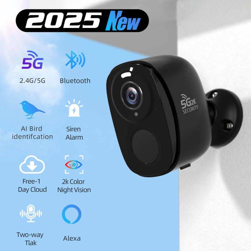 5G/2.4G Wifi Security Cameras Wireless Outdoor, 2K Battery Powered AI Motion Det gallery