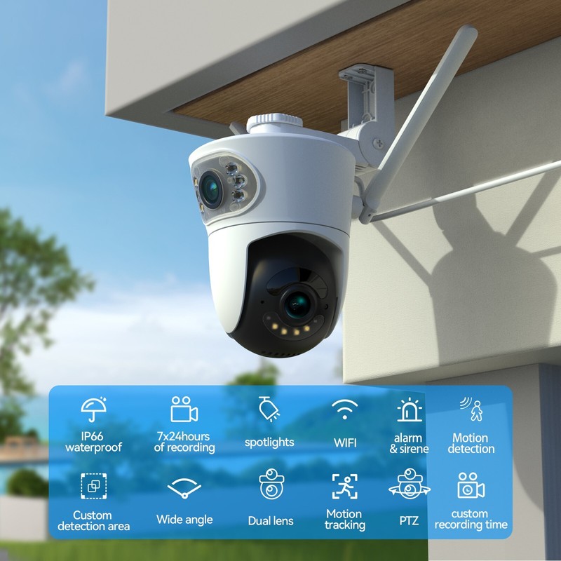 Wireless Outdoor Security Camera Dual Lens Zoom WiFi 360° PTZ Home Waterproof gallery