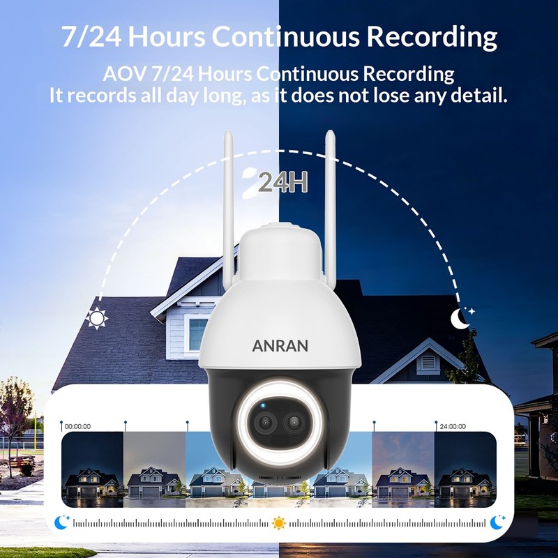 5MP Wireless Solar Powered Security Camera Outdoor WiFi PTZ Home 24/7 Recording gallery