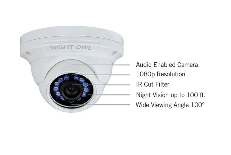 Night Owl 1080p Dome Camera Audio enabled with 100ft Cable CAN-CAM-HDA10W-DMA gallery