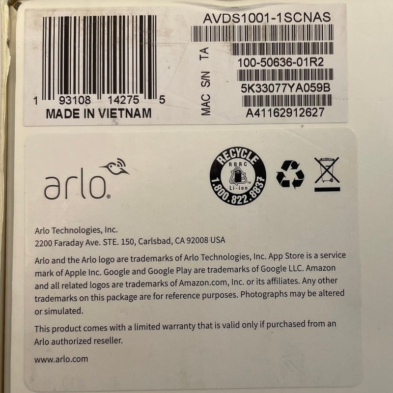 Arlo Essential Wired Video Doorbell Base Station AVD1001 HD Night Vision NIB gallery