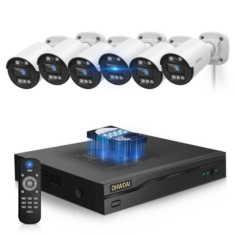 CCTV Security System 5MP 80ft Night Vision IP67 AI Detection DVR
