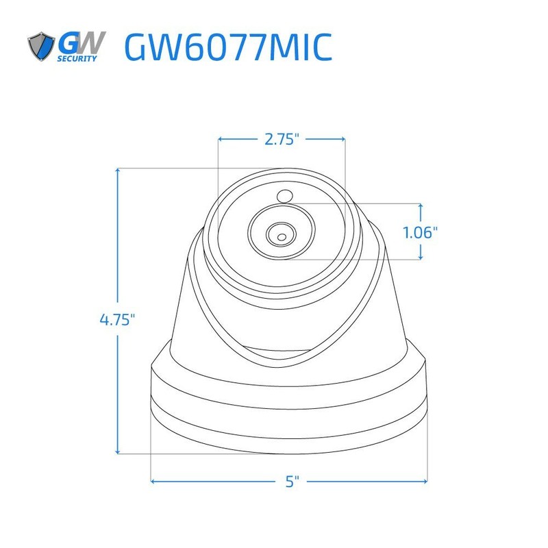 GW 6MP 3.6mm Wide Angle Lens Waterproof Microphone Turret PoE IP Security Camera gallery