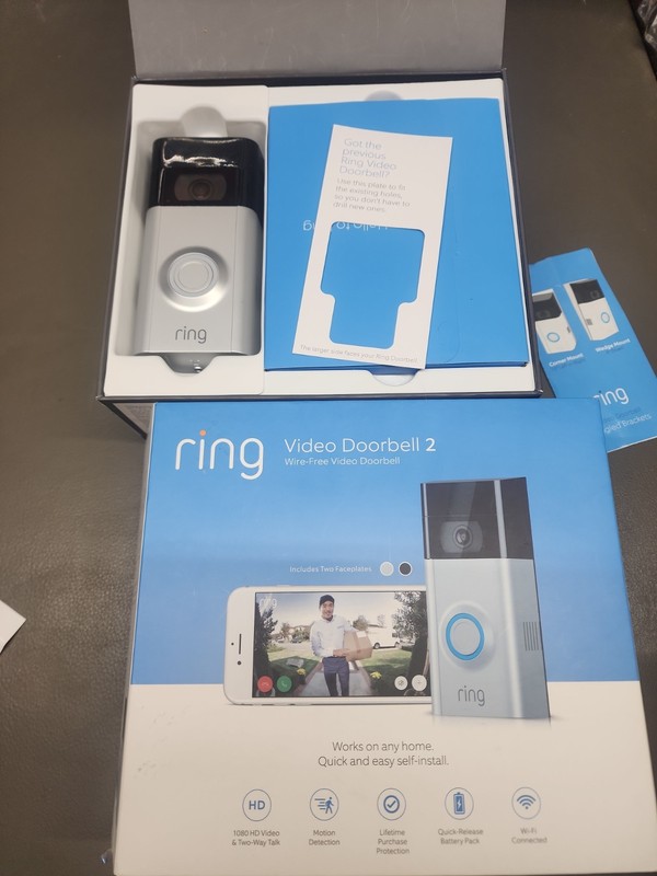 Ring Video Doorbell 2 Wire Free With Battery In Original Box Tested Works
