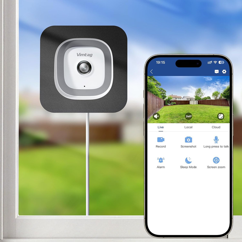 No Drill 2K Window Camera with Angled Mount, 5Ghz&2.4Ghz Wifi Indoor Camera for