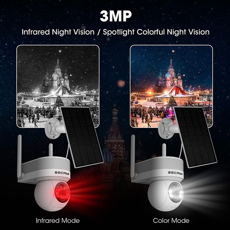 4G LTE Cellular Security Camera Wireless Outdoor with Solar Panel,3MP Color gallery