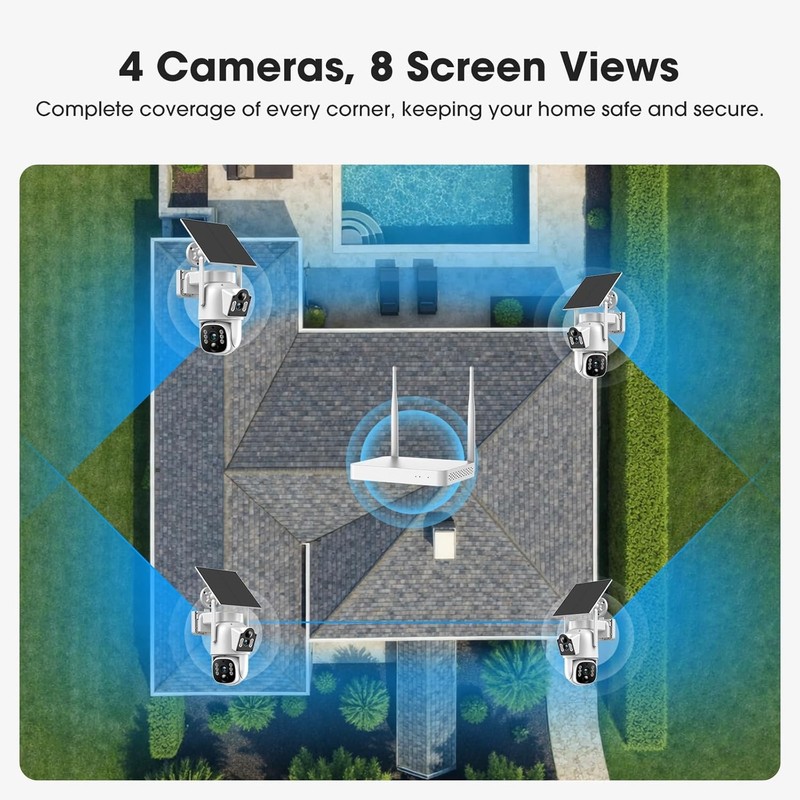 4MP Solar Battery Powered Outdoor Camera Dual Lens Wireless Home Security System gallery