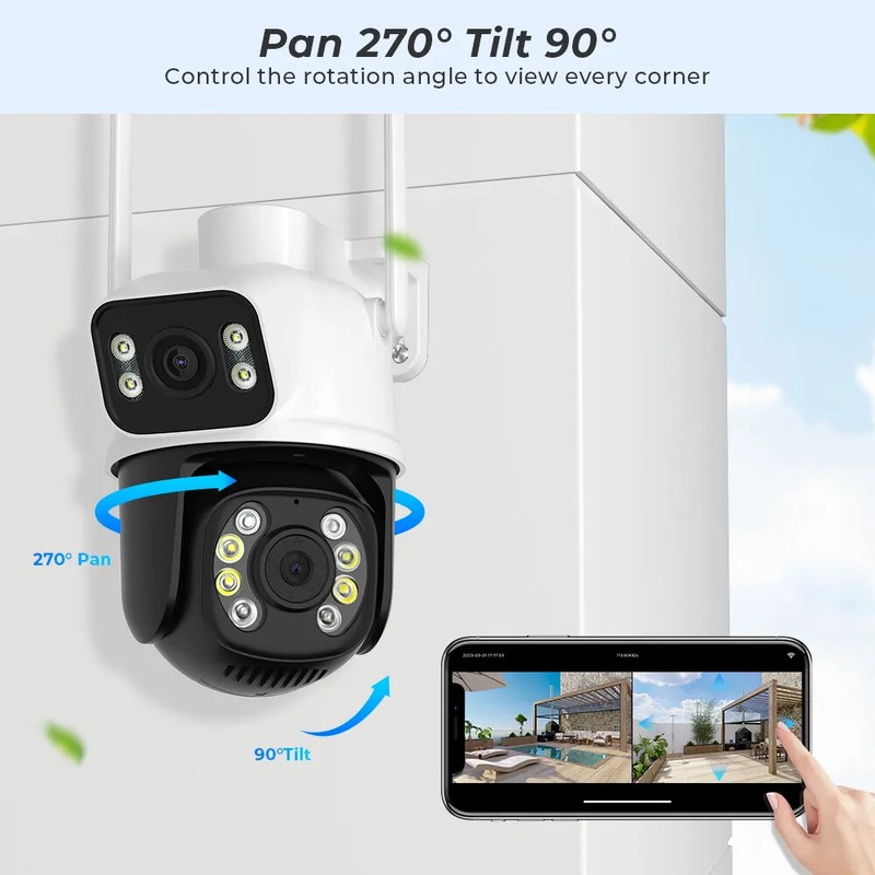 BESDER 8MP PTZ Wifi Outdoor Camera Night Vision Dual Screen 4MP Human Detection gallery