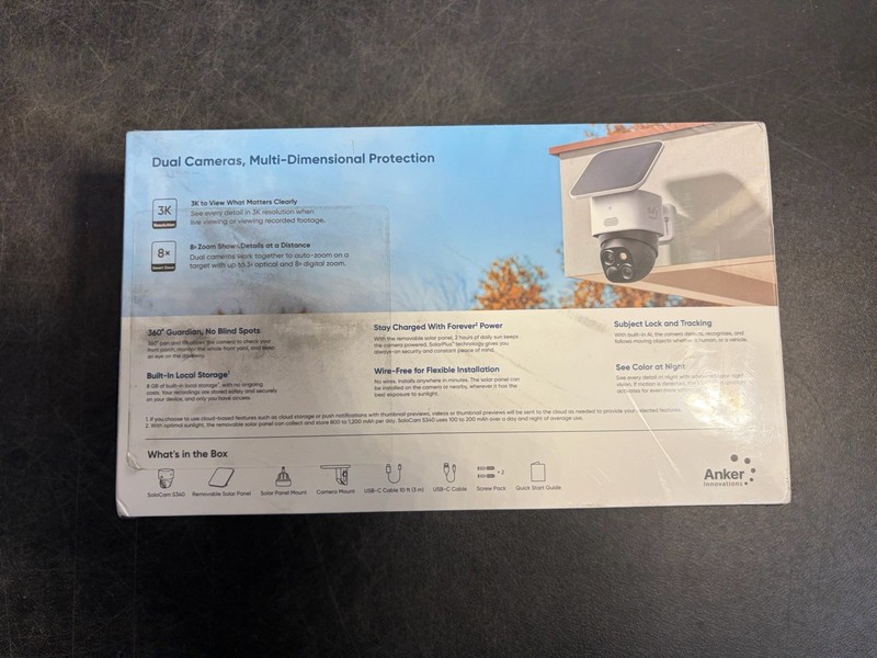 eufy Security SoloCam S340 3K Dual Lens Solar WiFi Camera New Sealed gallery