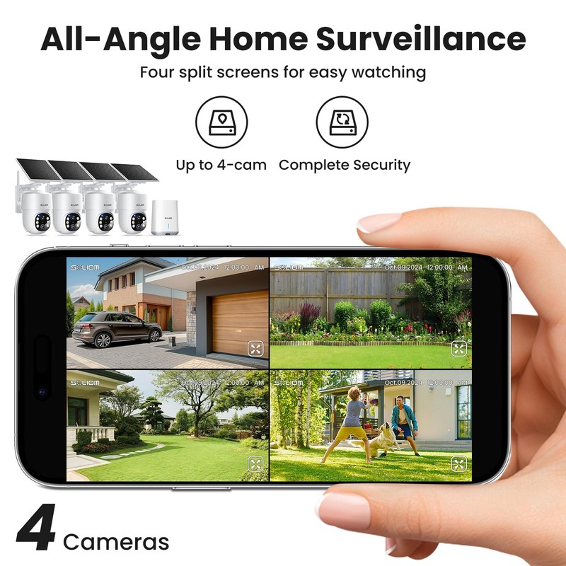 - 5MP Security Cameras Wireless Outdoor, No Subscription & Solar Powered,4-Ca... gallery