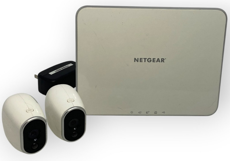 🍉 Lot of 2 Netgear Arlo VMC3030 Wireless Security Cameras VMB3000 Base Station