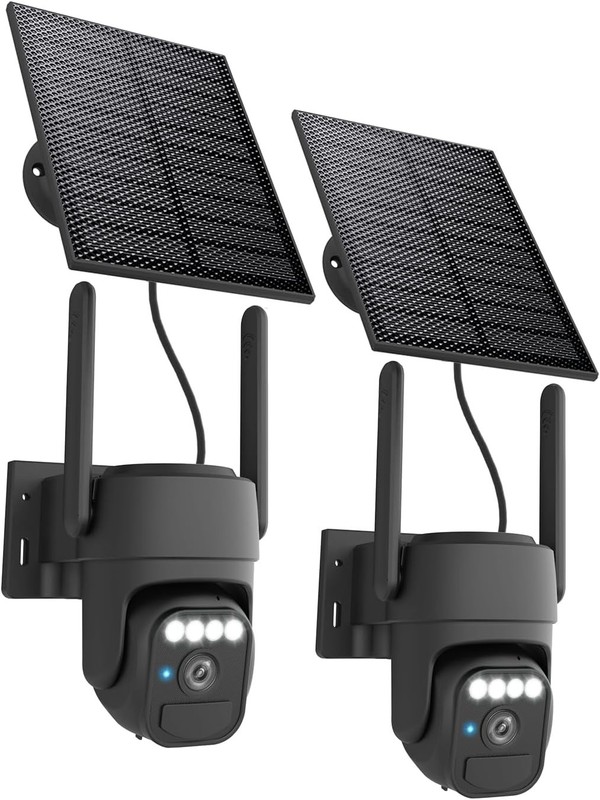 2Pack Solar Security Cameras System Wireless Outdoor Battery Powered WiFi Camera gallery